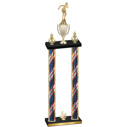 Double Flag USA Fourth Place Tennis Trophy
