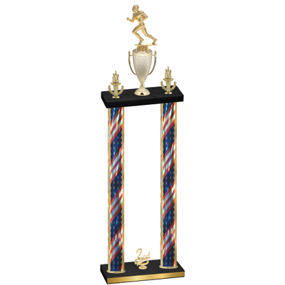 Double Flag USA Second Place Football Trophy