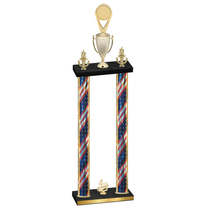 Double Flag USA Fourth Place Insert Trophy