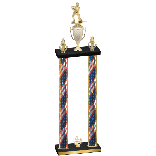 Double Flag USA Fourth Place Hockey Trophy