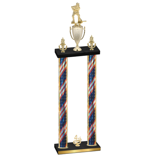 Double Flag USA Fourth Place Hockey Trophy