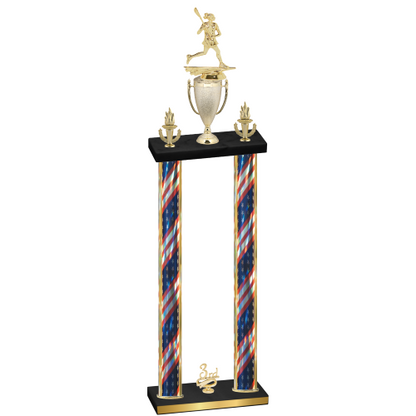 Double Flag USA Third Place Lacrosse Trophy