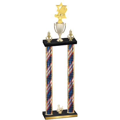 Double Flag USA Third Place Pickleball Trophy