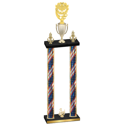Double Flag USA Third Place Pickleball Trophy