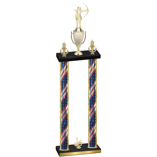 Double Flag USA First Place Archery Trophy