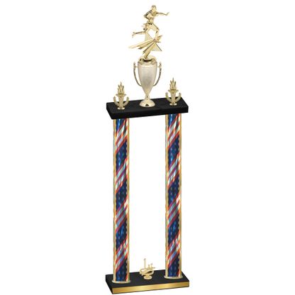 Double Flag USA First Place Flag Football Trophy