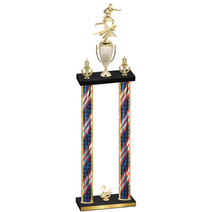 Double Flag USA Second Place Flag Football Trophy