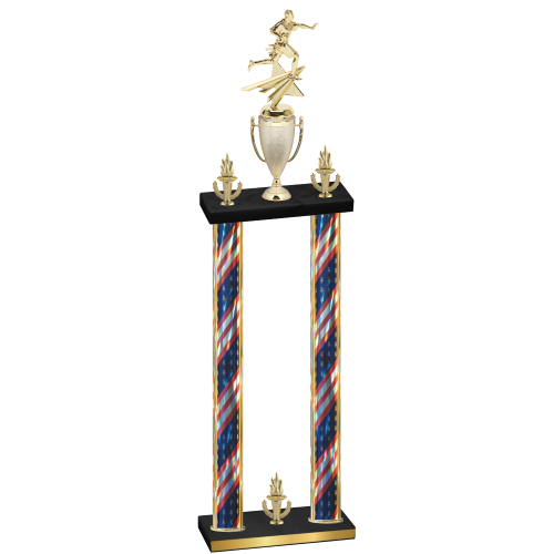 Double Flag USA Victory Flag Football Trophy