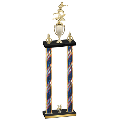 Double Flag USA Year Flag Football Trophy