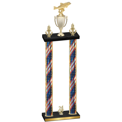 Double Flag USA Year Fishing Trophy