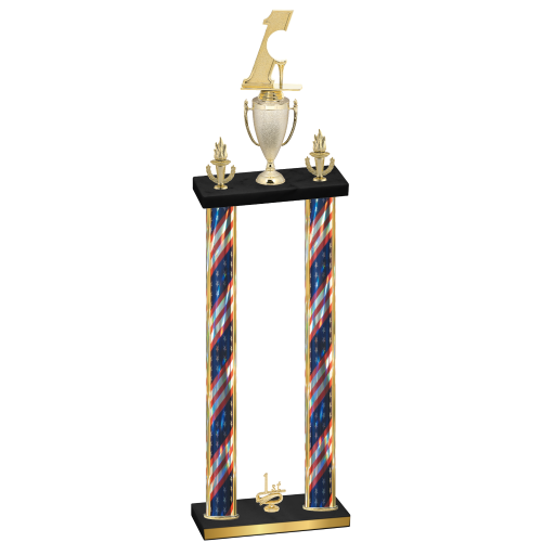 Double Flag USA First Place Golf Trophy