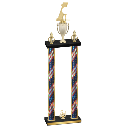 Double Flag USA Third Place Golf Trophy
