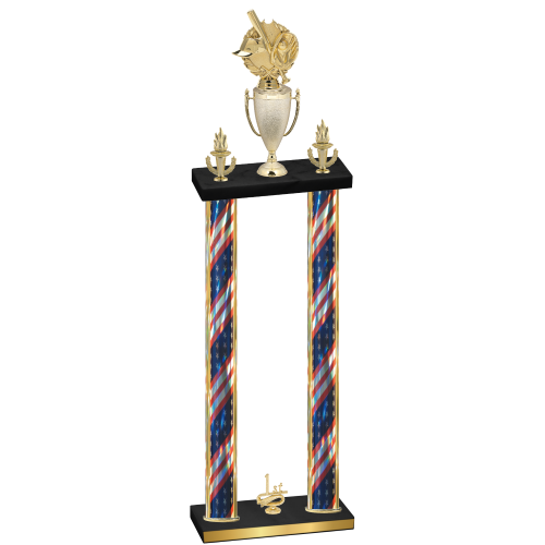 Double Flag USA First Place Baseball Trophy