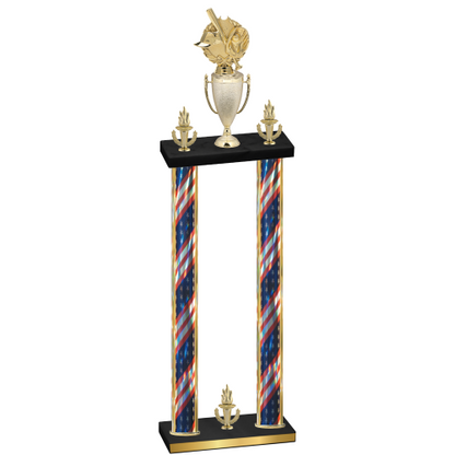 Double Flag USA Victory Baseball Trophy