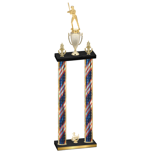 Double Flag USA Third Place Softball Trophy