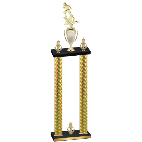 Double Gold Carbon Fiber Victory Football Trophy