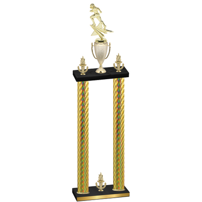 Double Gold Carbon Fiber Victory Football Trophy
