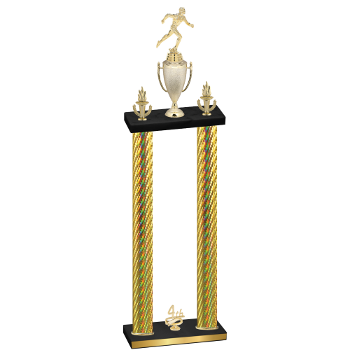 Double Gold Carbon Fiber Fourth Place Running Trophy