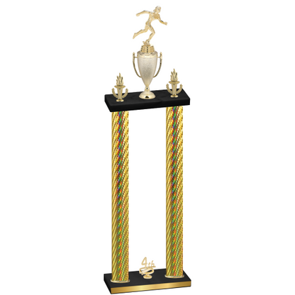 Double Gold Carbon Fiber Fourth Place Running Trophy