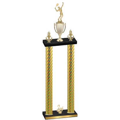 Double Gold Carbon Fiber Second Place Tennis Trophy