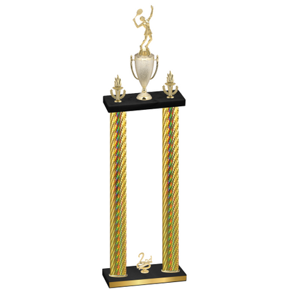 Double Gold Carbon Fiber Second Place Tennis Trophy