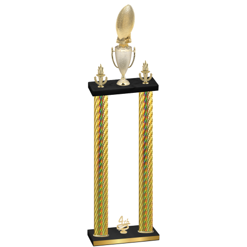 Double Gold Carbon Fiber Fourth Place Football Trophy