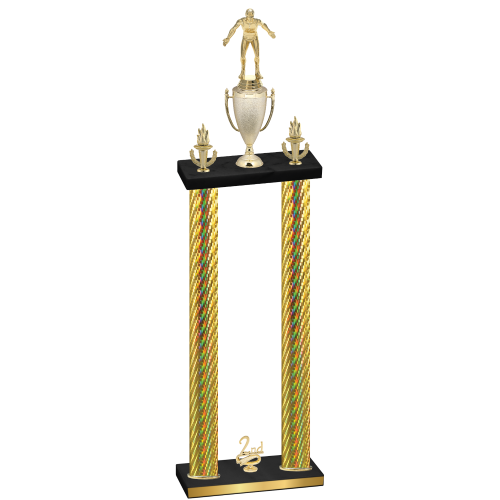 Double Gold Carbon Fiber Second Place Wrestling Trophy