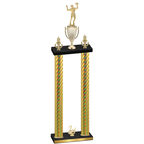 Double Gold Carbon Fiber Second Place Volleyball Trophy