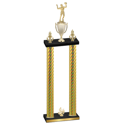 Double Gold Carbon Fiber Fourth Place Volleyball Trophy