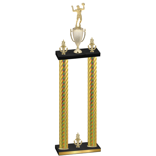 Double Gold Carbon Fiber Victory Volleyball Trophy