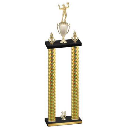 Double Gold Carbon Fiber Year Volleyball Trophy