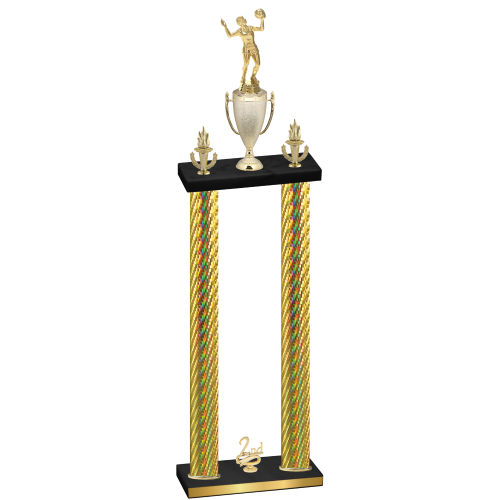 Double Gold Carbon Fiber Second Place Volleyball Trophy
