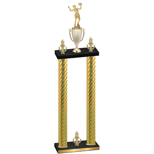 Double Gold Carbon Fiber Victory Volleyball Trophy
