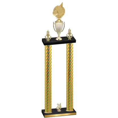 Double Gold Carbon Fiber Year Volleyball Trophy