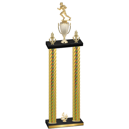 Double Gold Carbon Fiber Fourth Place Football Trophy