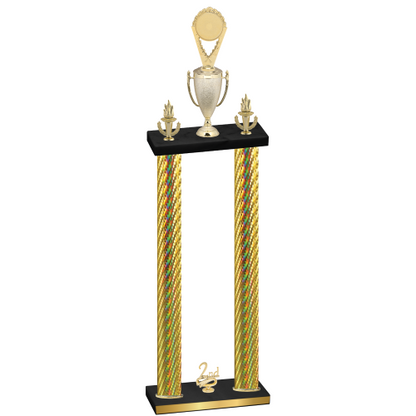 Double Gold Carbon Fiber Second Place Insert Trophy