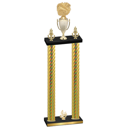 Double Gold Carbon Fiber Fourth Place Cheerleading Trophy