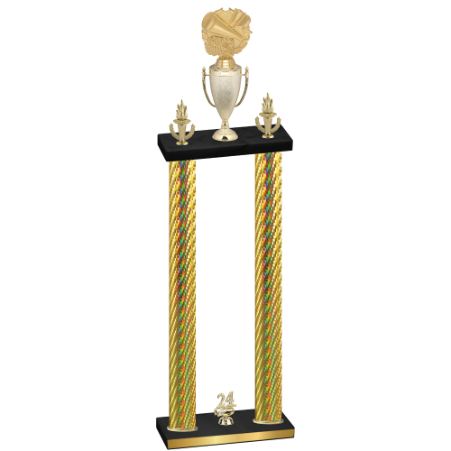 Double Gold Carbon Fiber Year Cheerleading Trophy