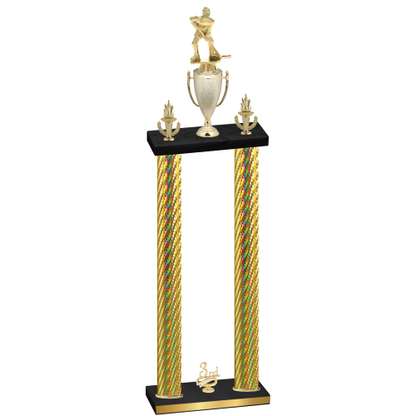 Double Gold Carbon Fiber Third Place Hockey Trophy