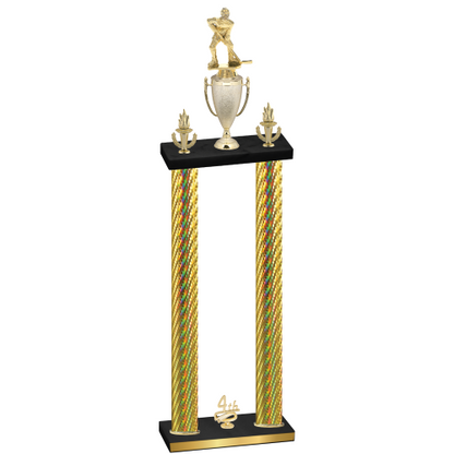Double Gold Carbon Fiber Fourth Place Hockey Trophy