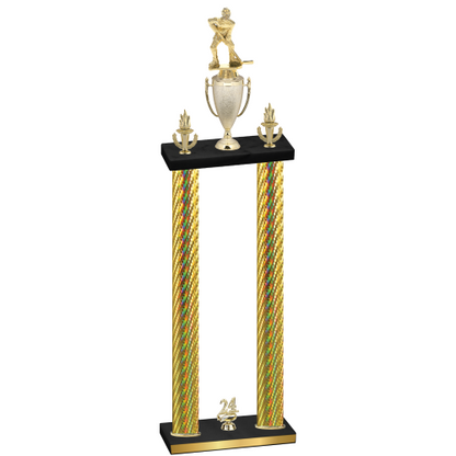 Double Gold Carbon Fiber Year Hockey Trophy