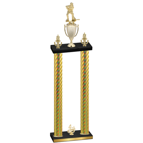 Double Gold Carbon Fiber Fourth Place Hockey Trophy