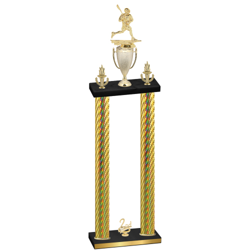 Double Gold Carbon Fiber Second Place Lacrosse Trophy