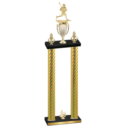 Double Gold Carbon Fiber Fourth Place Lacrosse Trophy