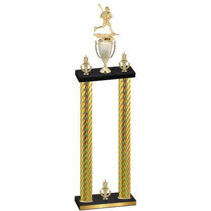 Double Gold Carbon Fiber Victory Lacrosse Trophy