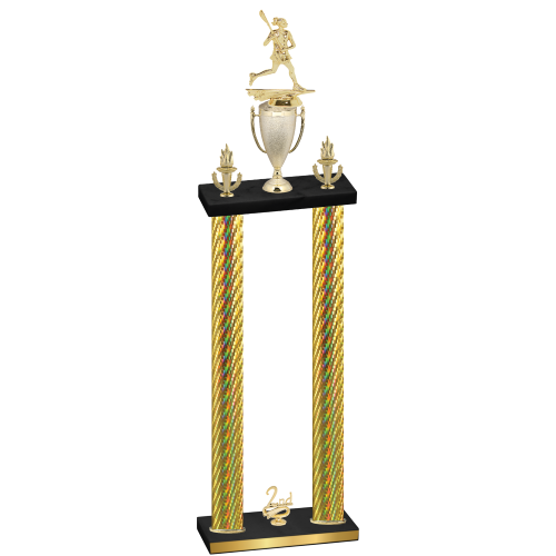 Double Gold Carbon Fiber Second Place Lacrosse Trophy