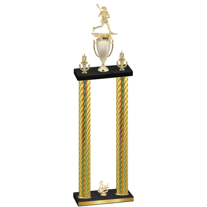 Double Gold Carbon Fiber Third Place Lacrosse Trophy