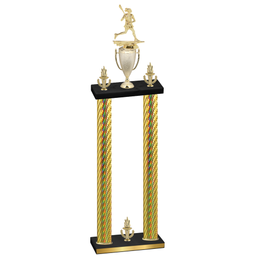 Double Gold Carbon Fiber Victory Lacrosse Trophy