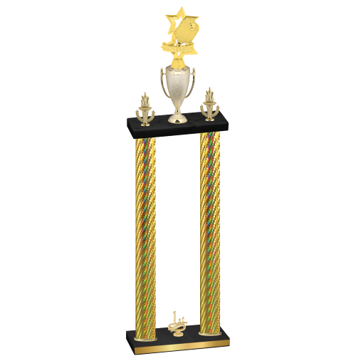 Double Gold Carbon Fiber First Place Pickleball Trophy