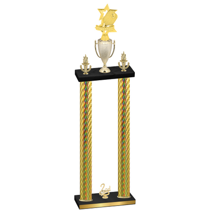 Double Gold Carbon Fiber Second Place Pickleball Trophy